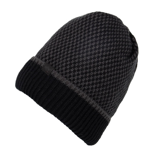 Dockers Men's Beanie Warm Winter Knit Hat, Black Sherpa, One Size