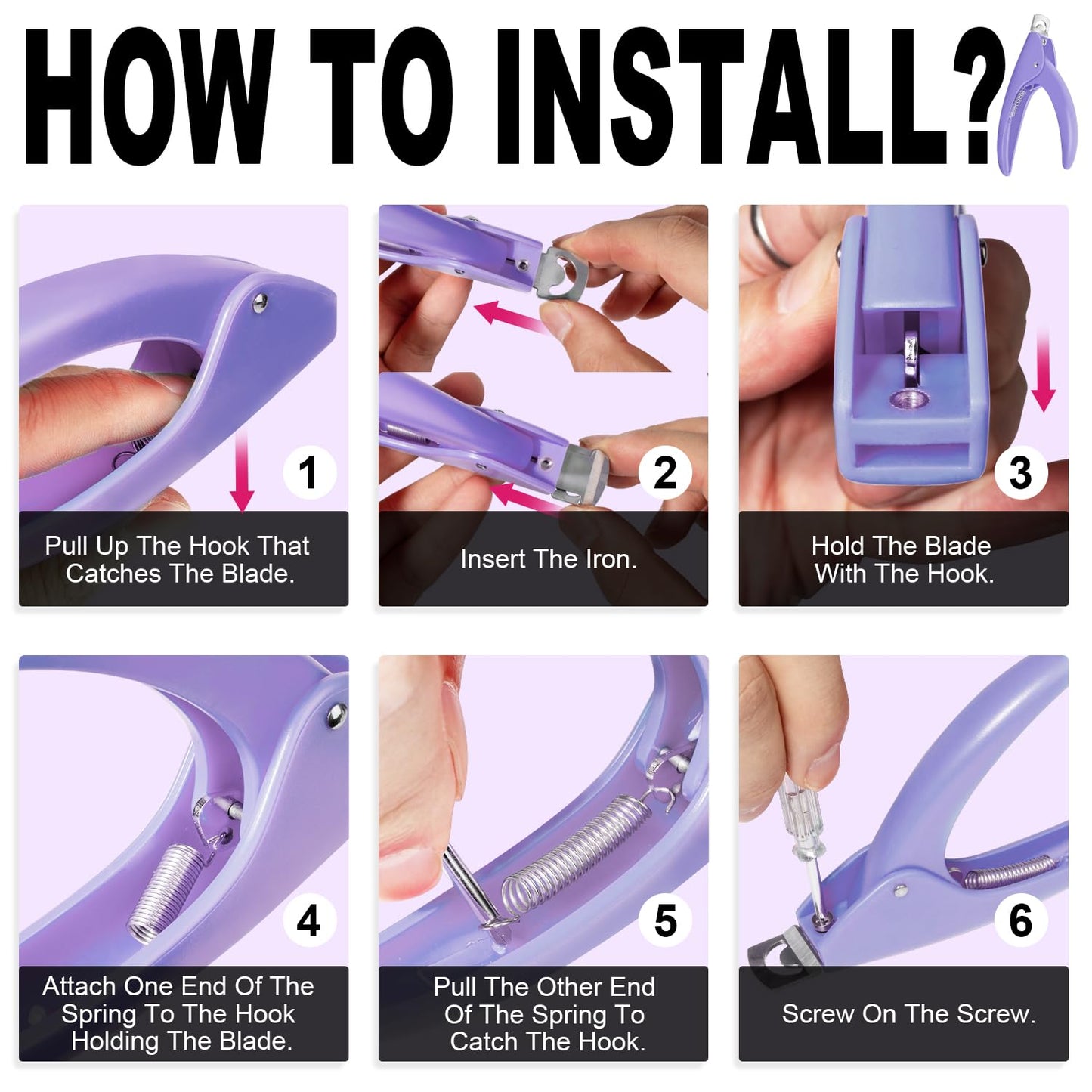 Light Purple Nail Clippers with Magnets Sizers for Acrylic Nails, Artificial Fake Nail False Nail Tip Cutter Trimmer Manicure Pedicure Sharp Blade Clip Tool for Salon Home Art Beauty