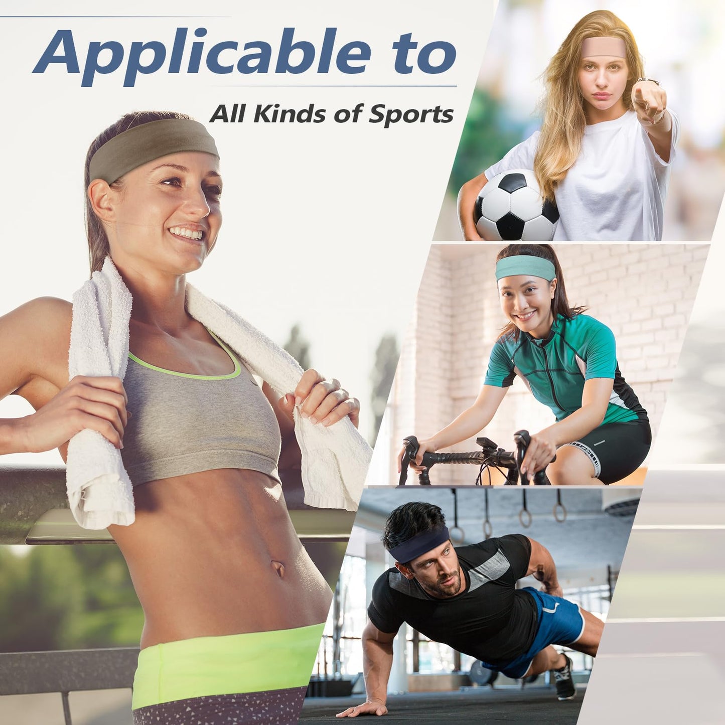 DiyJibb Headbands for Women Non Slip - 7PCS Fashion Sports Hair Bands for Women's Hair, Soft Cotton Cloth Stretchy Headbands for Women for Workout Yoga Running