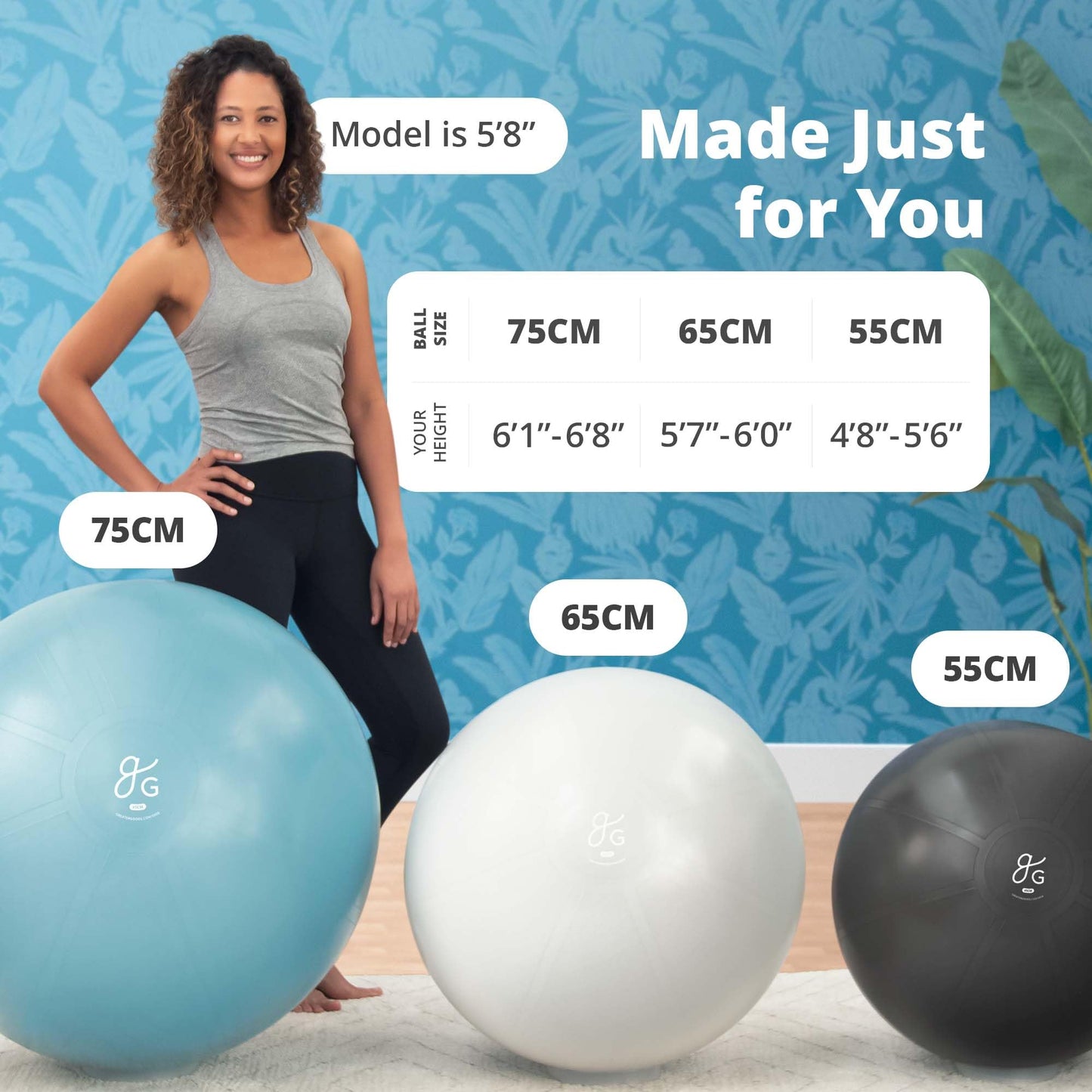 Greater Goods Exercise Ball - Yoga Ball for Working Out, Balance, Stability, and Pregnancy, Pebble Gray, 55cm