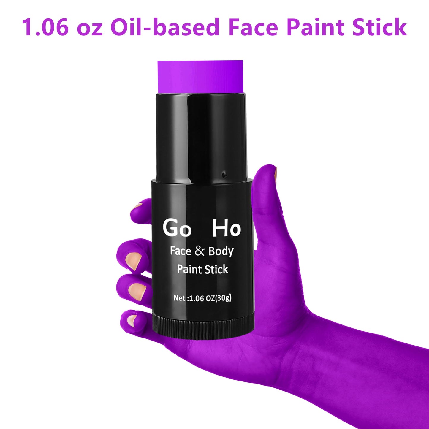 Go Ho Cream-Blendable Purple Face Paint Stick,Full-coverage Purple Body Paint Stick for Adults Children Halloween Cosplay SFX Witch Devil Makeup,Waterproof Purple Eye Black Stick