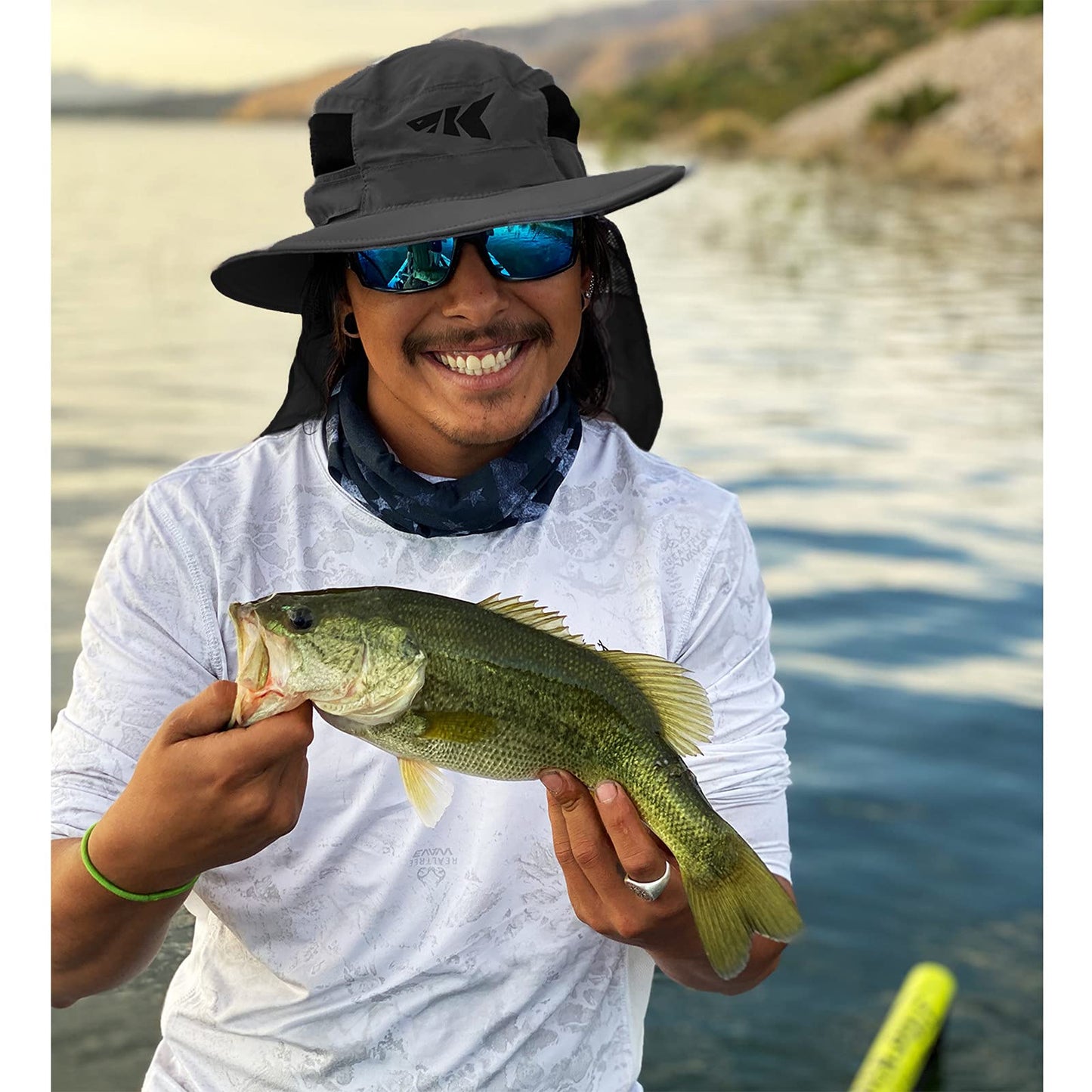 KastKing UPF 50 Boonie Hat Fishing Hat with Removable Neck Flap Sun Hats,Gray