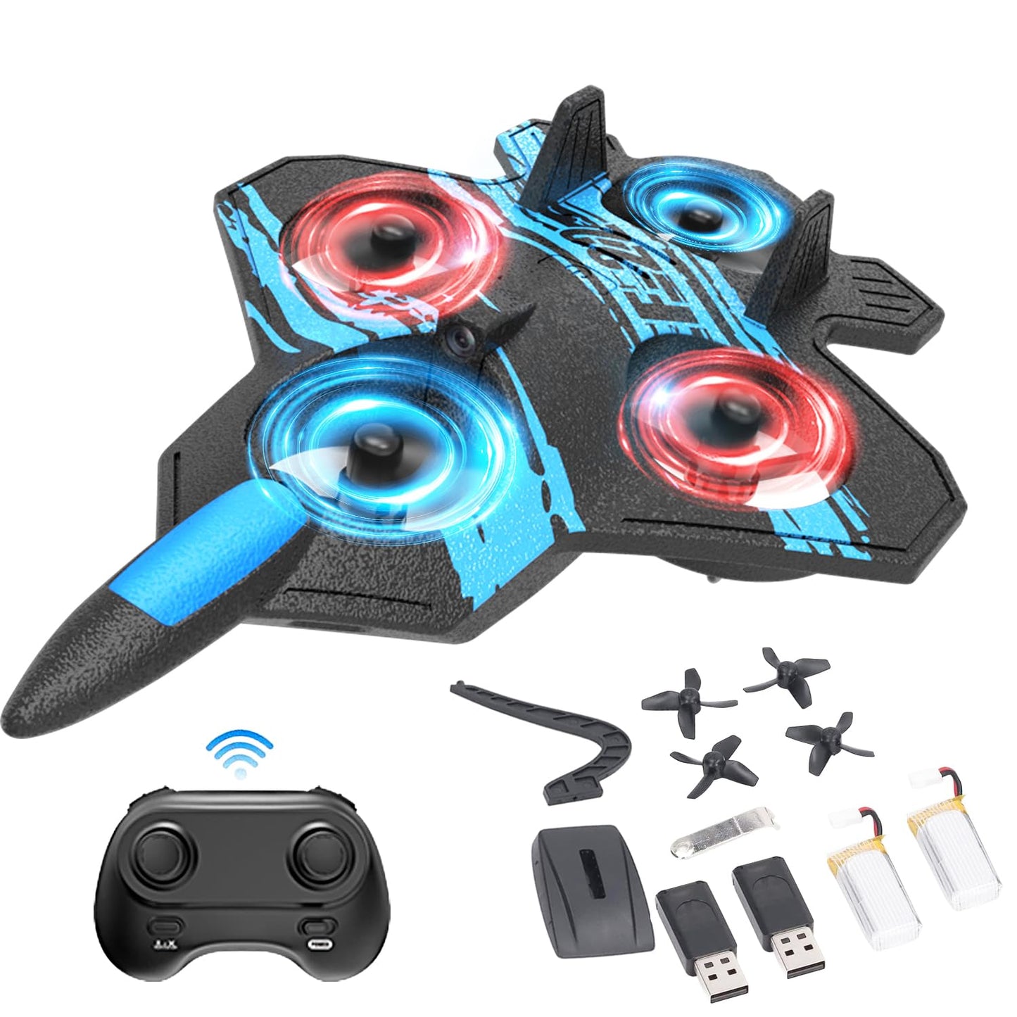 MATHSLICE RC AirPlane Drone, Remote Control Airplane Quadcopter with Auto Hovering,3D Flips,3 Speed Modes,long Flight Distance Flying Time [ Blue ]
