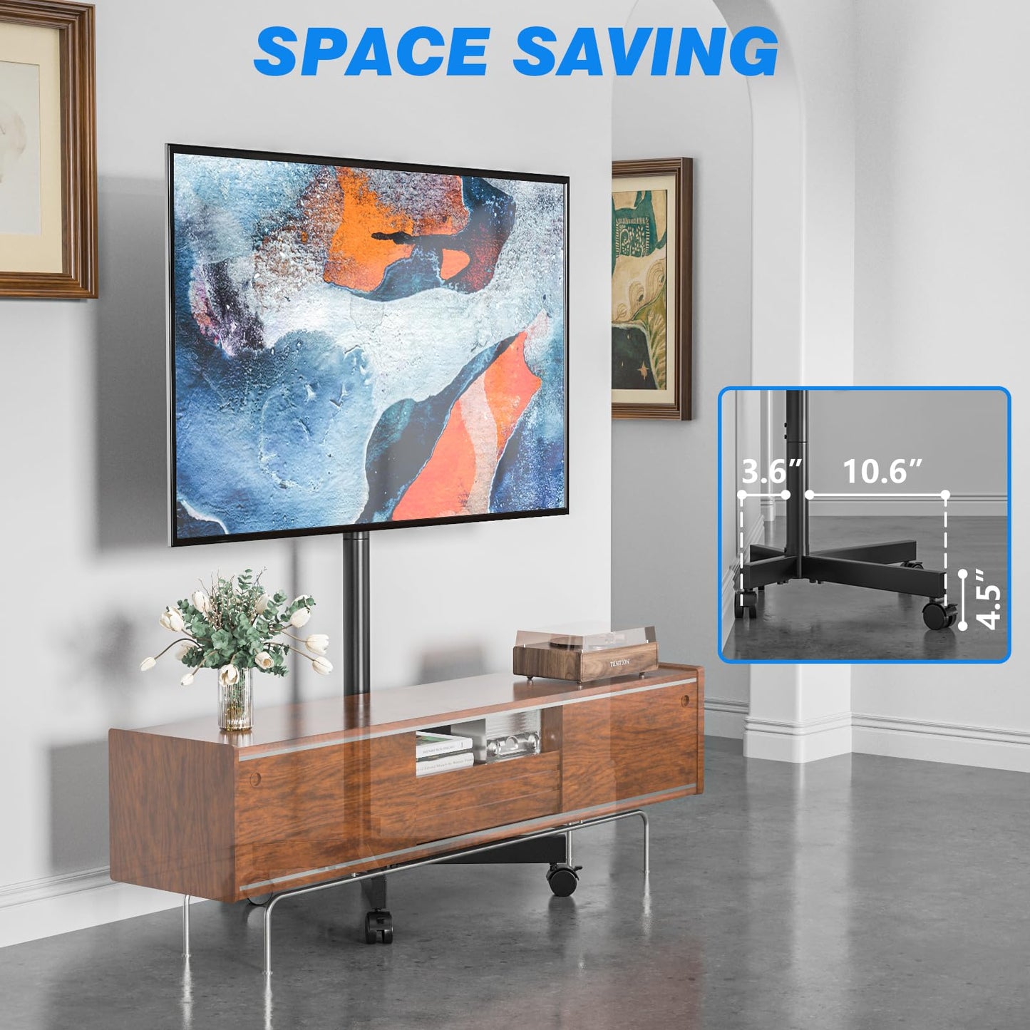 Rfiver Mobile TV Cart Rolling TV Stand for 23-60 Inch Screens, Portable TV Stand on Wheels with Tilt and Height Adjustable, Outdoor TV Mount Stand Holds up to 88 lbs for Home Office MAX VESA 400x400mm