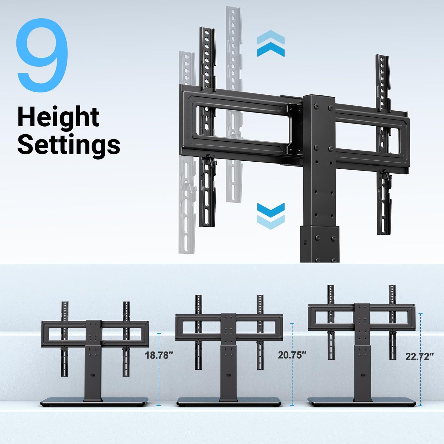 PERLESMITH Swivel Universal TV Stand for 37-80 inch LCD OLED Flat/Curved Screen TVs-Height Adjustable Table Top Center TV Stand with Wire Management, VESA 600x400mm up to 88lbs