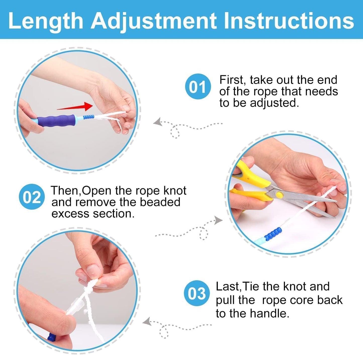 GRAWUN Jump Rope For Kids, Soft Beaded Jump Rope, Adjustable Length Tangle-Free Segmented Soft Beaded Skipping Rope，for Women, Men and Kids Keeping Fit, Workout and Weight Loss（2 PACK）