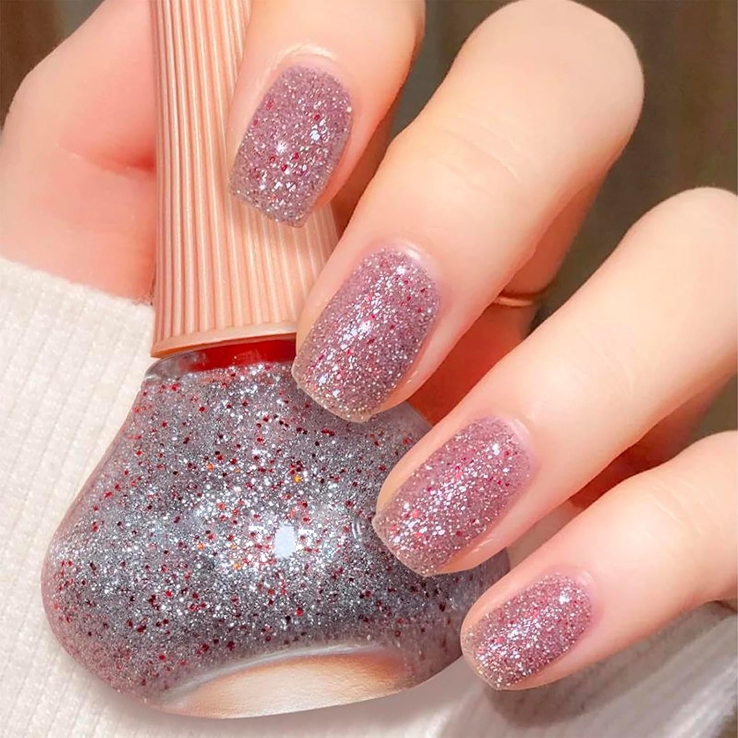 Diamond Glitter Nail Polish, 12ml Shiny Galaxy Glitter Quick Dry Nail Lacquer for Nail Art Varnish, 0.41 fl oz