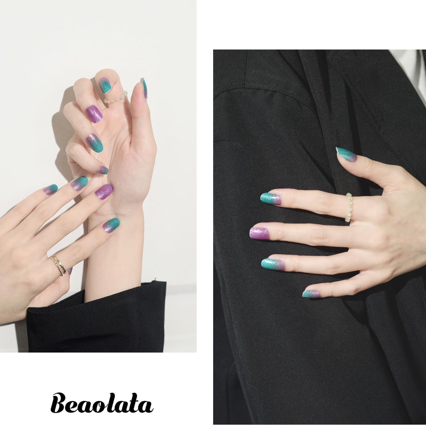 Beaolata Nail Polish Strips, 32PCS Salon Quality Wraps, Long Lasting Gel Nail Stickers for Women Easy Apply& Remove (Disco Green)