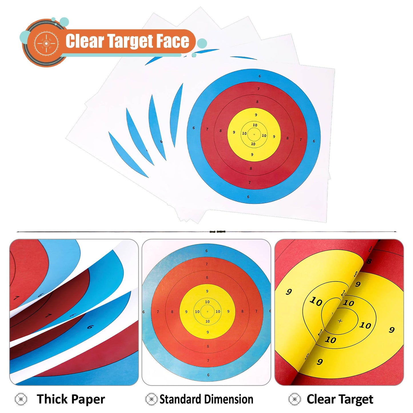 MOLFUJ Archery Targets Paper, 20pcs/50pcs Bow and Arrow Targets for Hunting Backyard, Archery Target Practice Accessories(5 Rings,15.7x15.7in)
