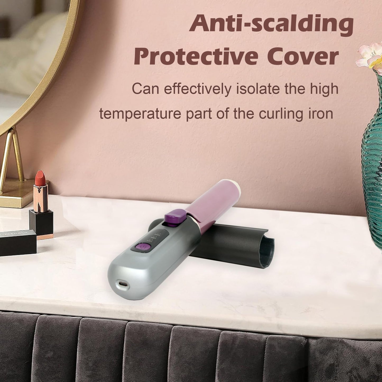 Cordless Curling Iron for Travel, 8000mAh Rechargeable Hair Curlers with Safe Mode, 30s Fast Heat-Up, 200 M Negative Ions, Portable Curling Wand for Womens Curls Waves Hair