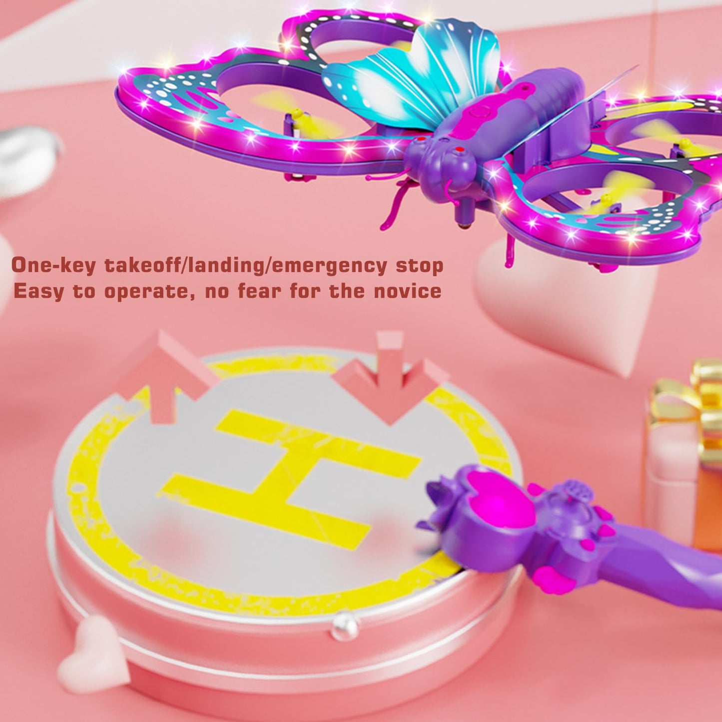 GoolRC Mini Drone for Beginners, 2.4GHz RC Butterfly Drone, RC Quadcopter with 3D Flip, Gravity Sensing, Headless Mode, Altitude Hold, LED Light, 2 Batteries, Ideal Gift for Boys and Girls