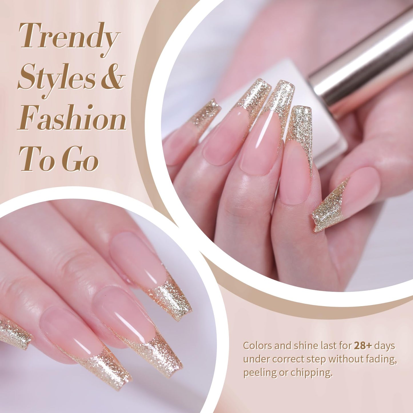 Born Pretty Christmas Glitter Gel Nail Polish Champagne Platinum Glitter Sparkly Shiny Gel Polish 15ML