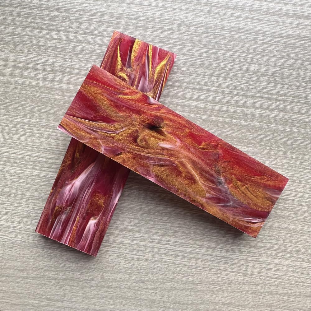 Uotowell Pre-Cut Epoxy Resin Scales Blanks for Decorative Inlays in Guitar Bodies, Necks, Engraved Knife Handle and Gun Grips - Burgundy