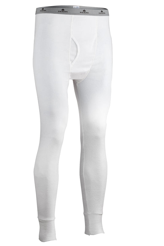 Indera Men's Cotton Rib Knit Thermals Long Johns Underwear Pant, White, X-Large Tall