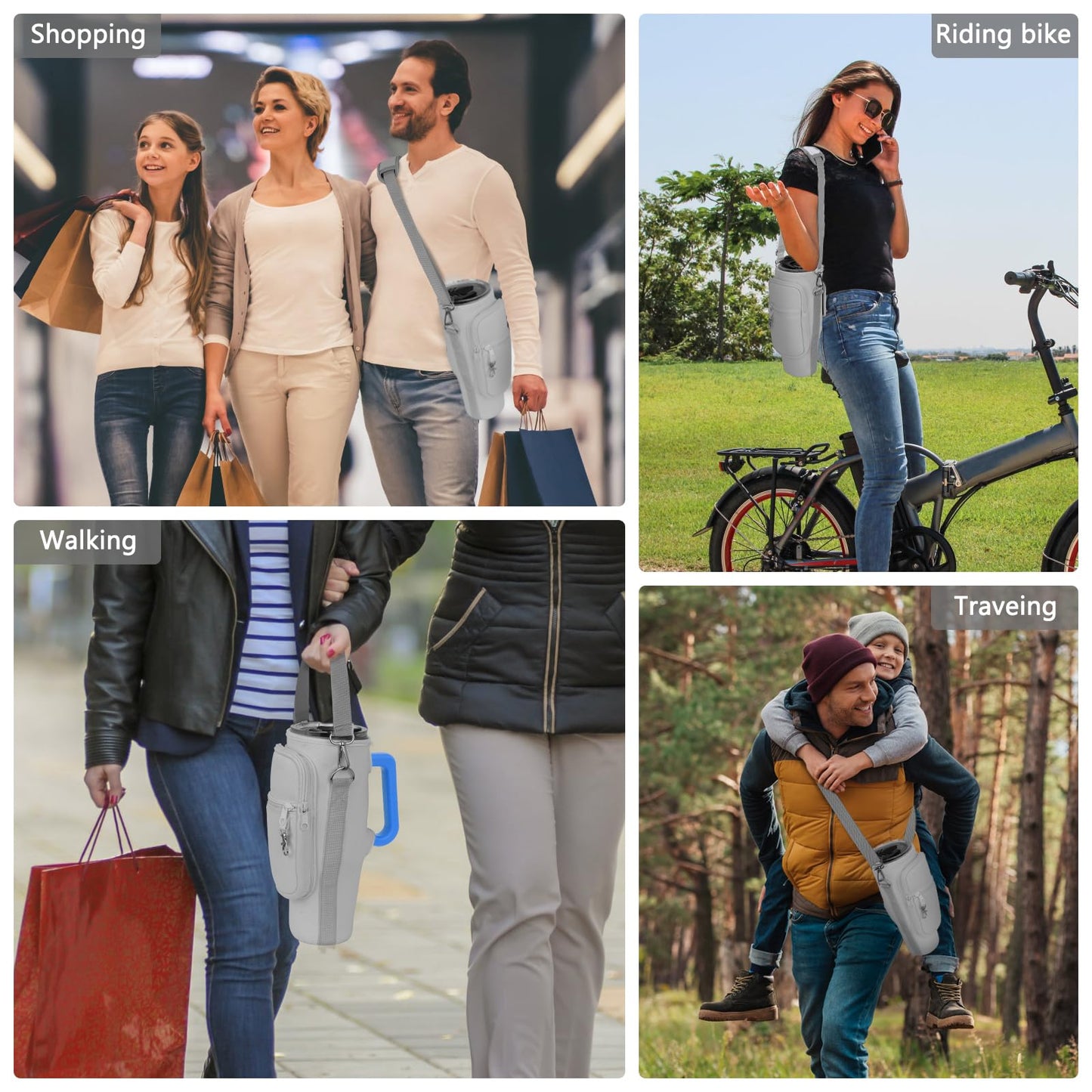 Water Bottle Carrier Bag with Phone Pocket Compatible with Stanley/Meoky 40 oz Tumbler with Handle,Neoprene Water Bottle Holder Pouch with Adjustable Strap Compatible with Stanley Cup Accessories