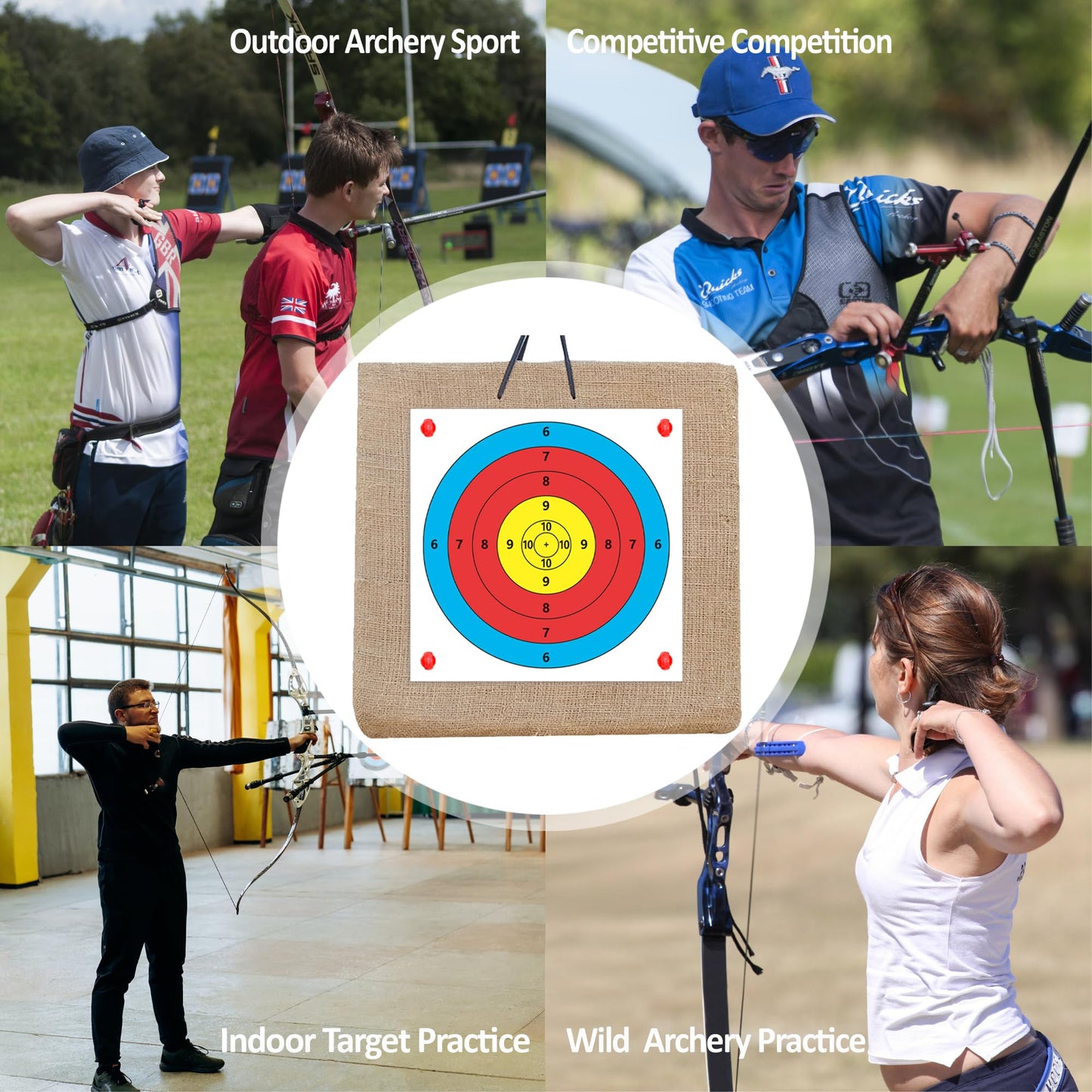 MOLFUJ Archery Targets Paper, 20pcs/50pcs Bow and Arrow Targets for Hunting Backyard, Archery Target Practice Accessories(5 Rings,15.7x15.7in)