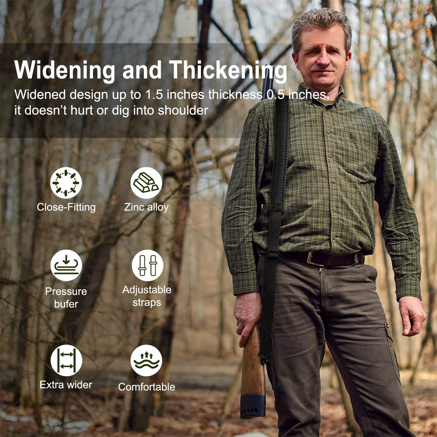 VVAAGG Two-Point Paracord Rifle Sling with Swivels, Non-Slip Paracord Sling Quick Adjustable Length Shotgun Strap for Hunting