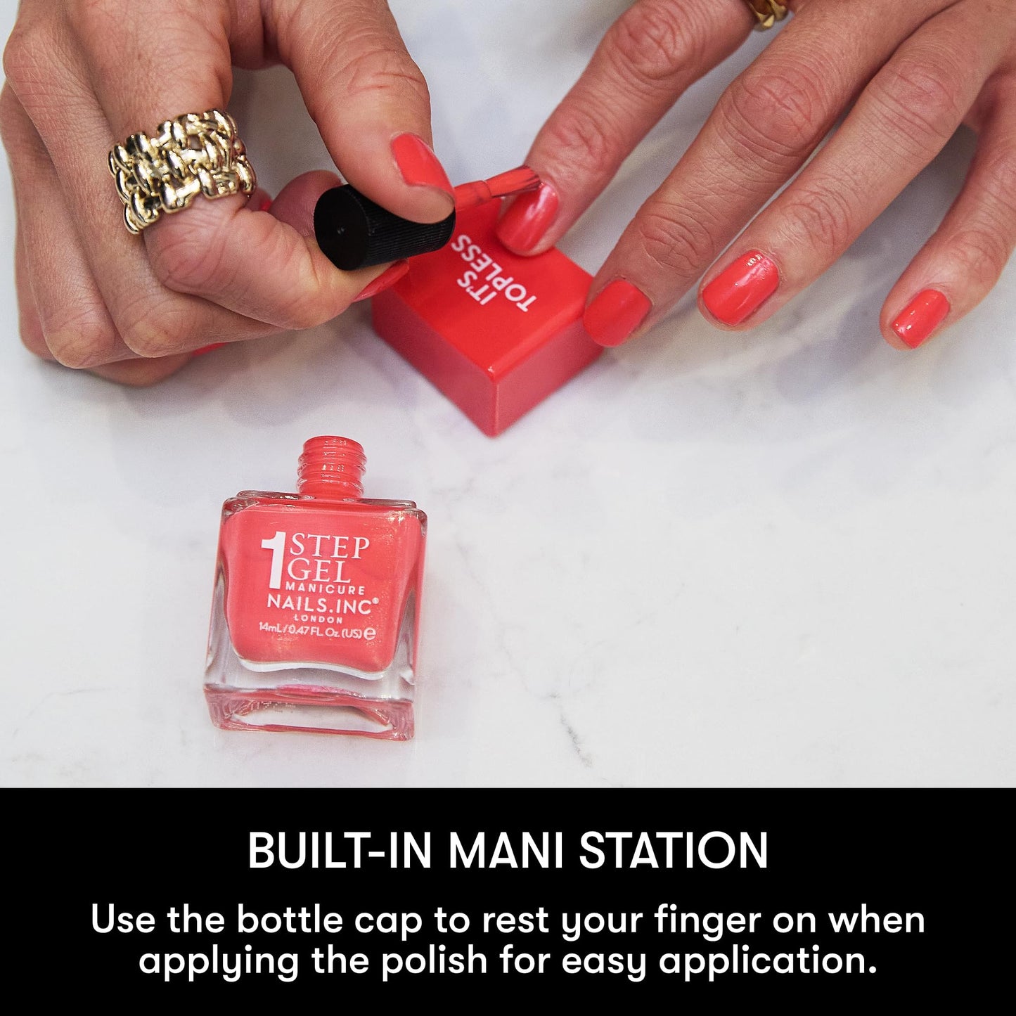 Nails Inc It's Topless Gel Nail Polish, 4-in-1 Base Coat, Treatment, Color & Top Coat, Long Lasting, Strong, Chip Free Nails, Glossy Salon Quality Manicure At Home, Vegan, Cruelty Free, Shade Renee