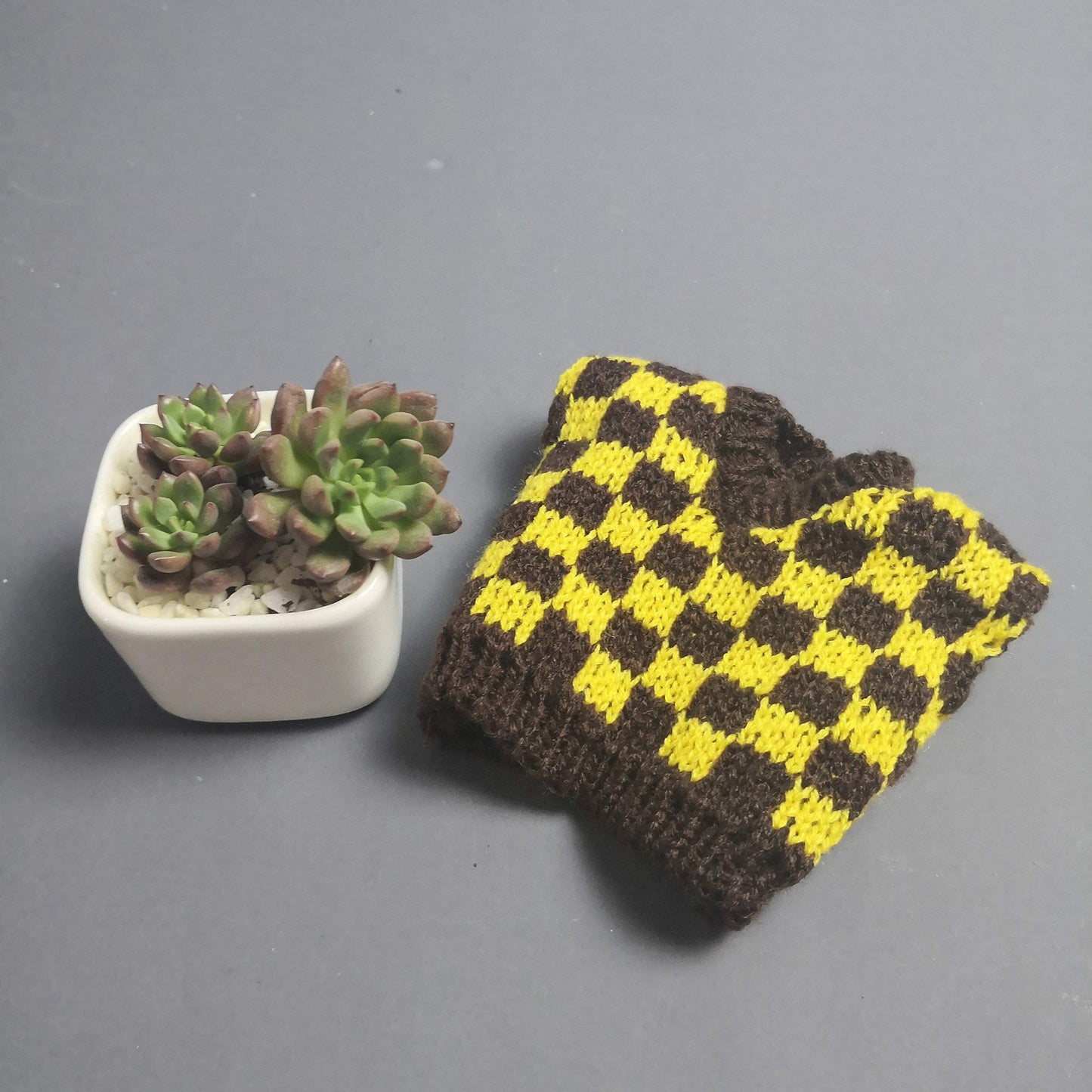 Ferret Clothes Small Animal Sweater Warm Winter Knitted Sweatershirt Ferret Apparel Halloween Party Cosplay Photo Shoot for Ferret Bunny Guinea Pig Squirrel (2 Pcs (White Stripes+Yellow Grid))