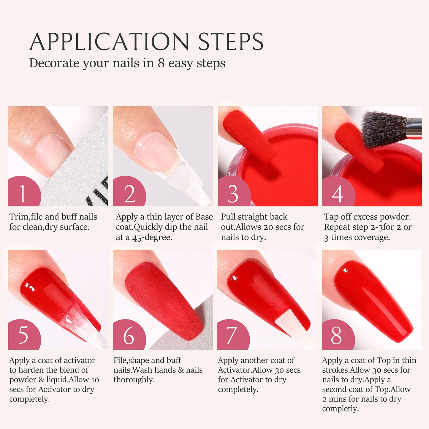 AILLSA Classic Red Dip Powder for Valentine's Day, 1 Oz Nail Art for Starter Manicure Salon DIY at Home, Fall Winter Colors Long Lasting French Manicure