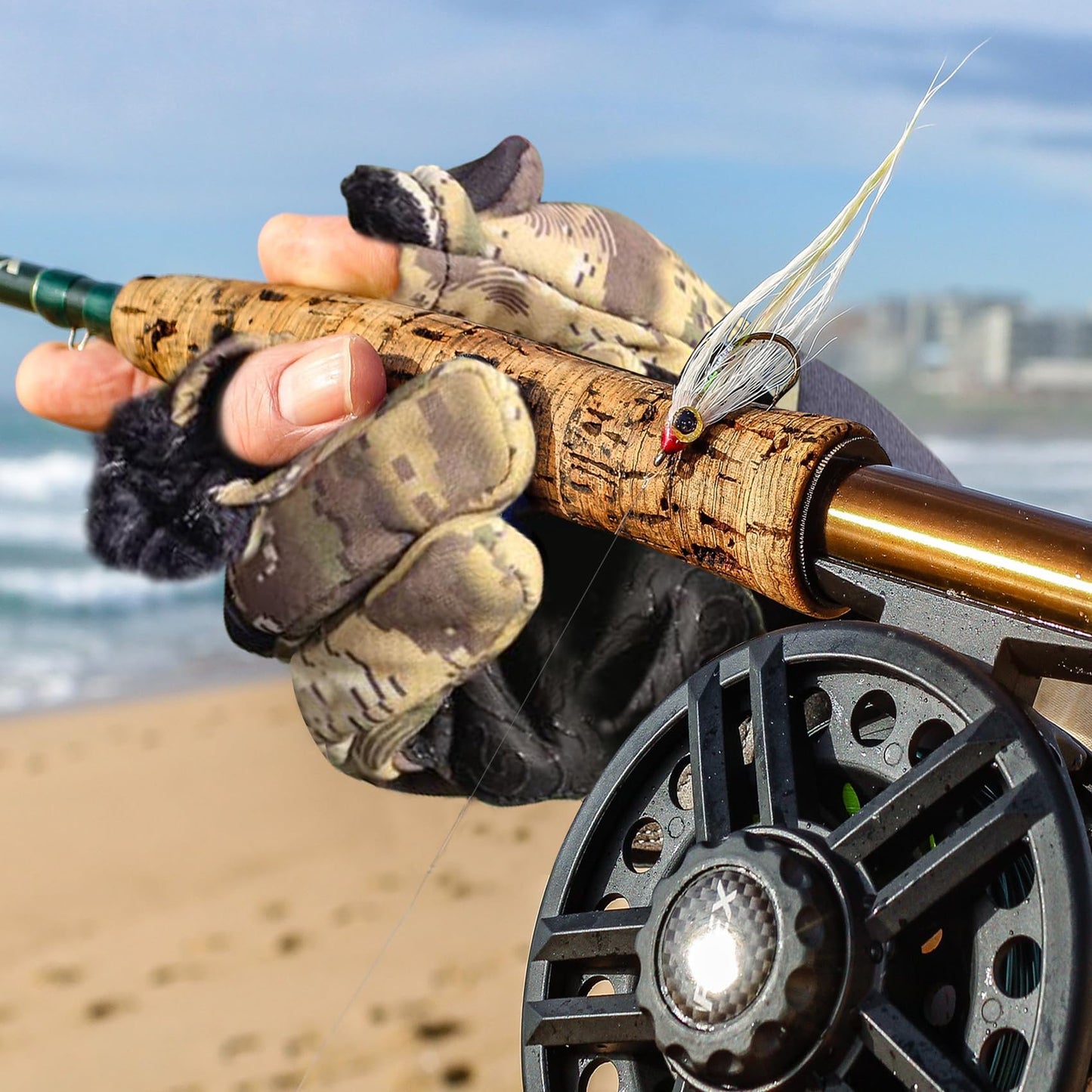 Riverruns Flexible Fishing Gloves Fleece Lining Windproof Ice Fishing Gloves Water-Repellent Touchscreen 3 Cut Fingers