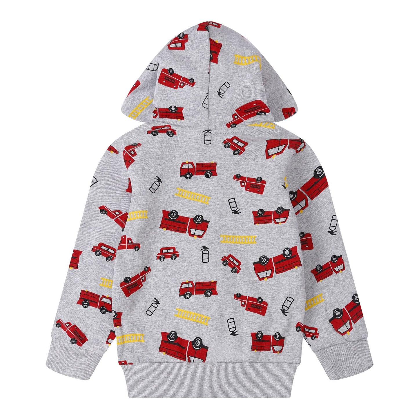 NUBEEHOHO Toddler Boy Sweatshirt Kids Fire Truck Grey Zip Up Hoodie Fall Winter Outerwear Cotton Jackets 2T (Fire Truck-3043)