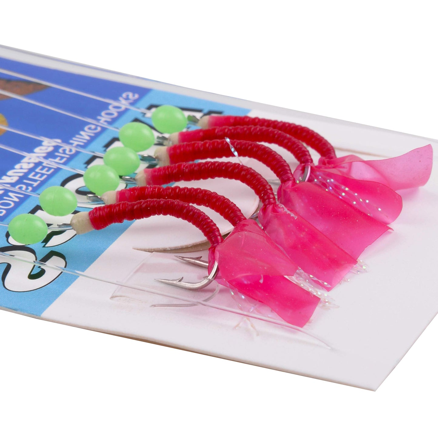 Saltwater Fishing Bait Rigs, 10Packs Surf Fishing Rigs 6 Hooks Fishing Lures Red Fish Skin Feather Hooks Glow Fishing Beads Fishing Tackles for Freshwater Saltwater