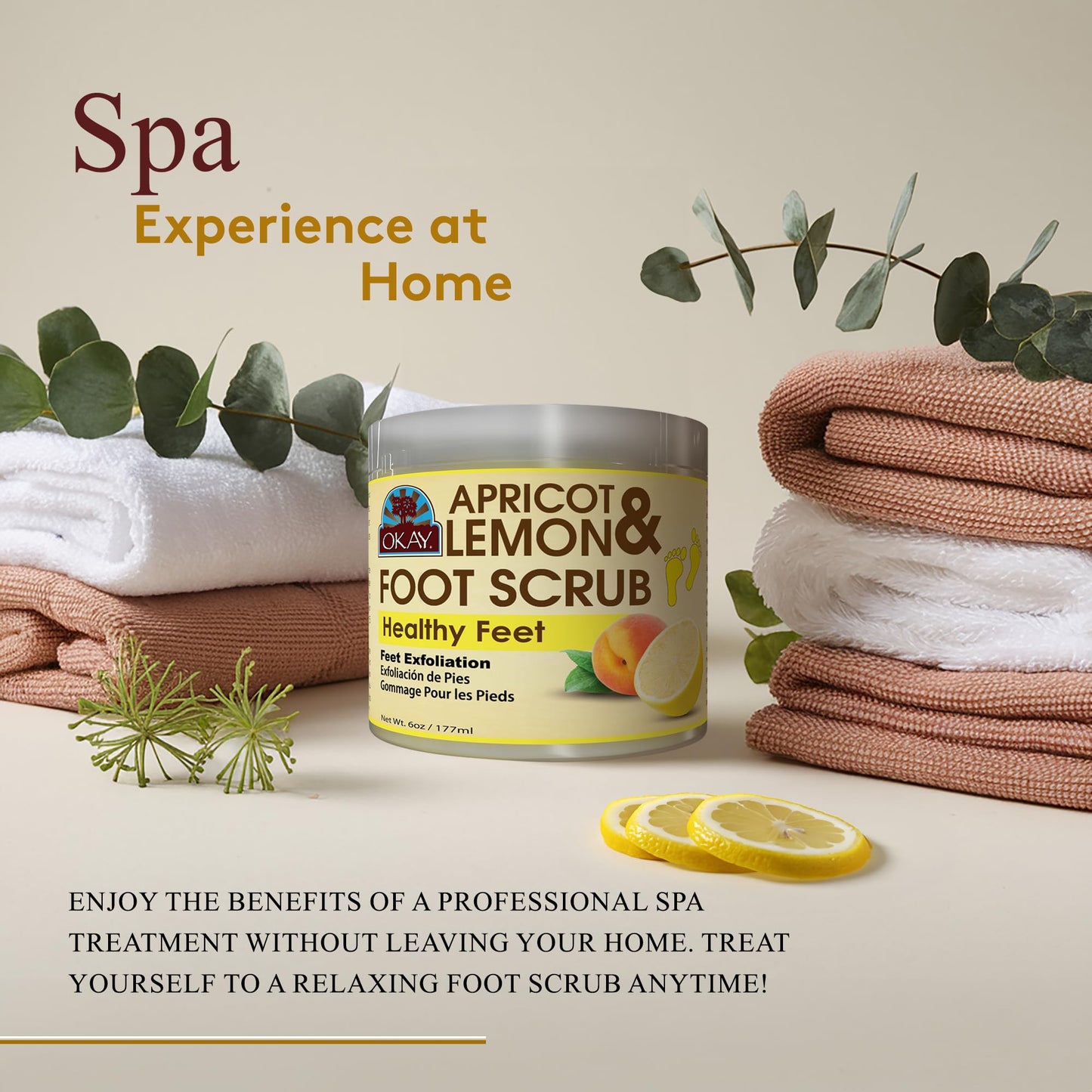 OKAY Apricot and Lemon Foot Scrub 6oz / 177ml