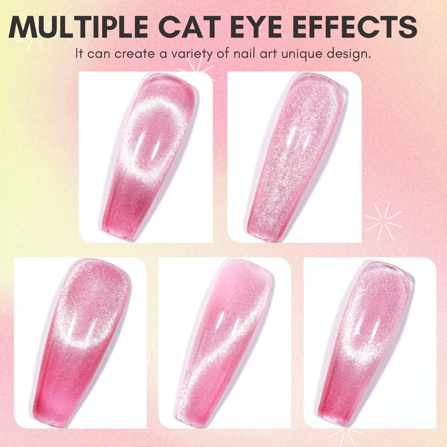 Makartt Gel Nail Polish, Cat Eye Glitter Gel Polish Summer Gel Polish with Magnet Stick Soak Off UV/LED Manicure Nail Art Designs-Sugarplum Serenade