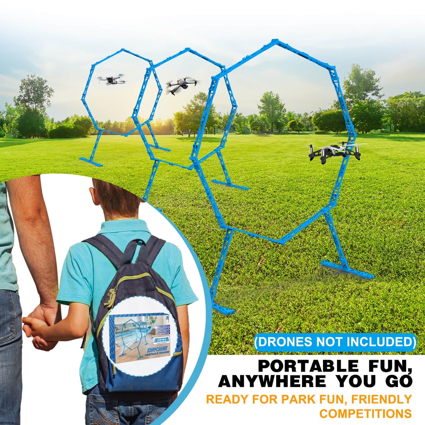 Beria Drone Obstacle Course, Includes 3 Pack Easy to Build Obstacle Hoop, FPV Racing Drone Loop Gate, Suitable Competition RC FPV Racing of Drones or Model Aircraft Games for Age 6-12 Kids or Adults