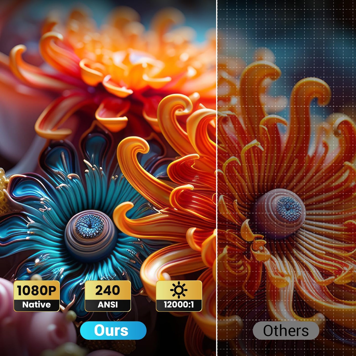 Portable Mini Projector with Electric Focus, NICPOW Full HD 1080P Projector, Bluetooth Movie Projector with Auto Keystone, Two-Way Bluetooth, Ideal for Indoor Outdoor Use, White