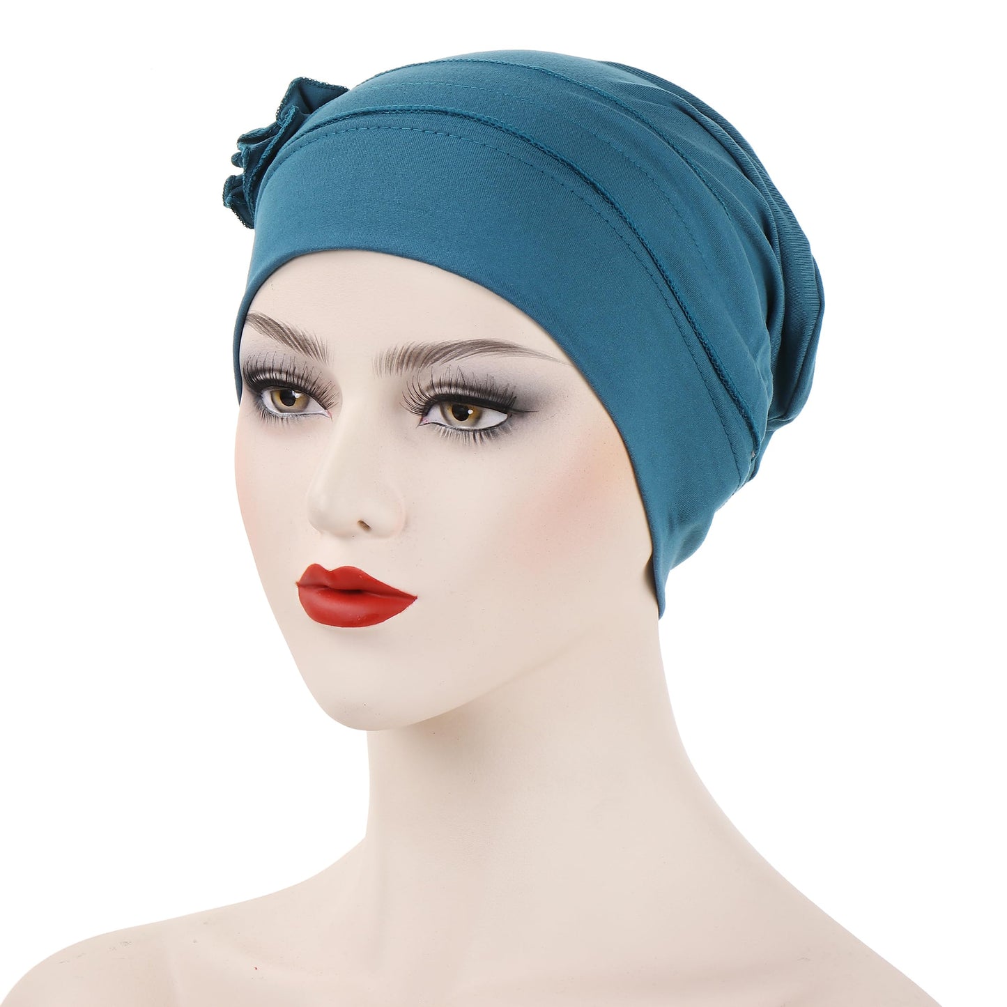 YYAOJHAO Flower Turban Hats for Women - Pre Tied Twist Solid Hedwrap Caps Chemo Cancer Headwear Headscarf Hair Loss Cover (Polyester, Teal)