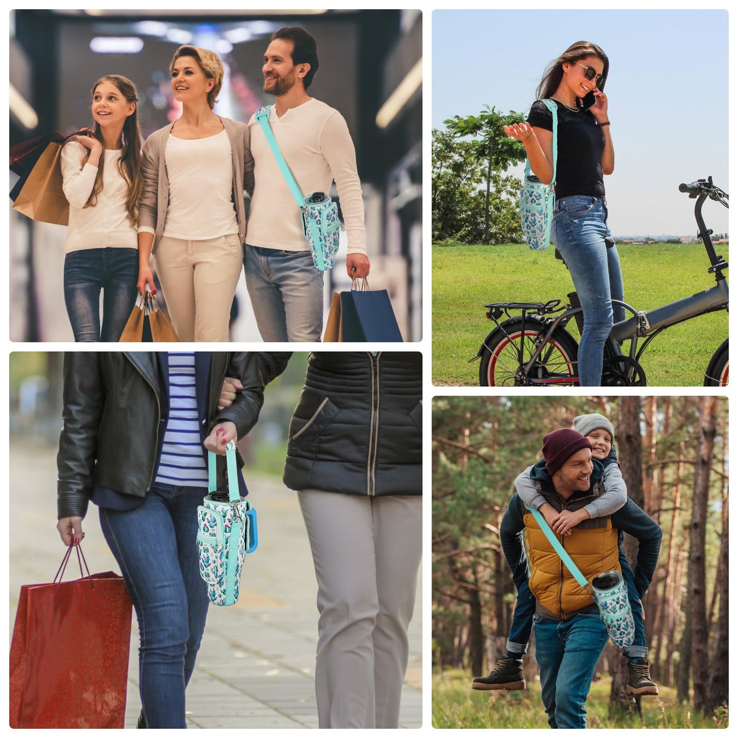 Water Bottle Carrier Bag with Phone Pocket Compatible with Stanley/Meoky 40 oz Tumbler with Handle,Neoprene Water Bottle Holder Pouch with Adjustable Strap Compatible with Stanley Cup Accessories