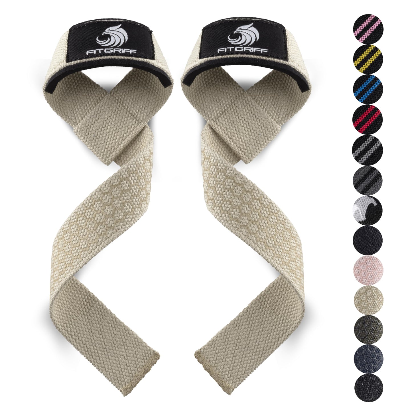 Fitgriff® Lifting Wrist Straps for Weightlifting, Gym, Deadlift, Workout (Made of Premium Cotton & Padded) - Men & Women (XS, Sand (Silicone-Grip))