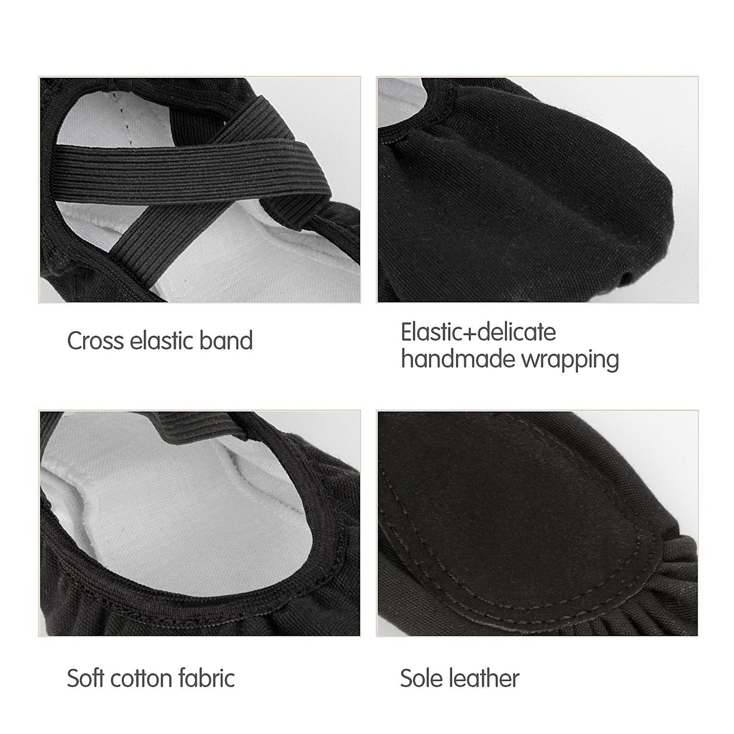 Bezioner Girls Canvas Ballet Shoes Ballet Slipper for Kids Women Yoga Shoes for Dancing-Black (Size 2 Big Kid)