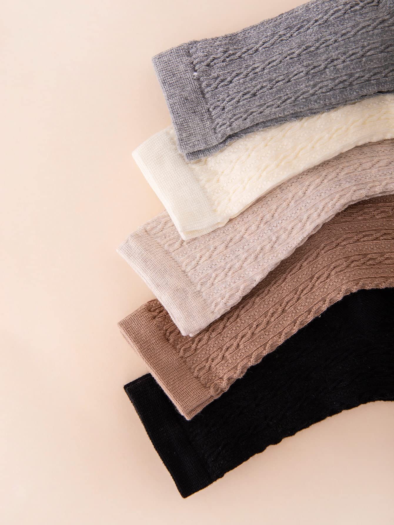 Milumia Women's 5 Pairs Cable Knit Crew Socks Casual Comfy Winter Socks Multicolor One Size