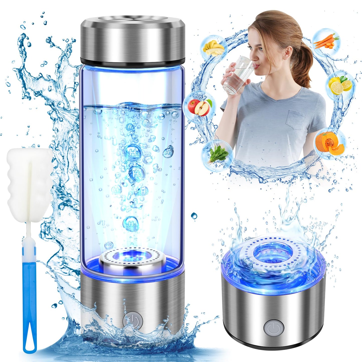 2025 Upgrade Hydrogen Water Bottle, Hydrogen Water Generator with Advanced SPE PEM Technology, 420ml(14OZ) Hydro Water Machine, Portable Water Ionizer for Office, Travel, Fitness & Everyday Hydration