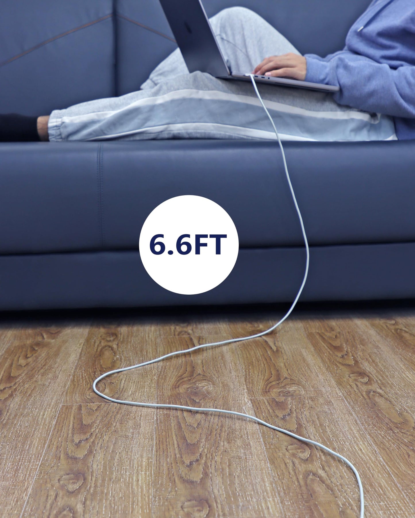 DERLULU USB-C to Magnetic 3 Fast Charging Cable (2 m/6.6 ft), USB C Cable Compatible with MacBook Air (15''/13'' M3 2024, 15" M2 2023, 13" M2 2022), MacBook Pro (16"/14" 2023/2021), Silver