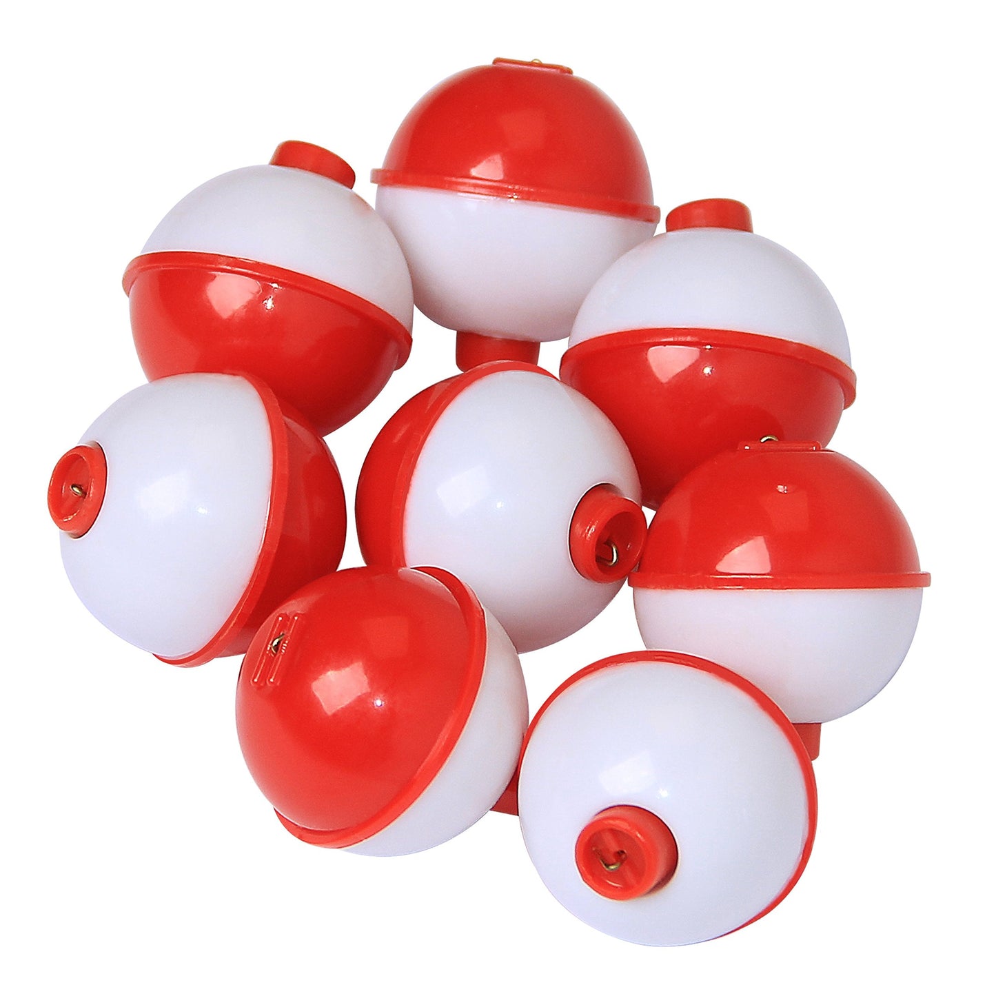 Fishing Bobbers Set Snap Hard ABS on Red/White Fishing Floats Bobbers Push Button Round Buoy Floats Fishing Tackle Accessories Size: 0.5/0.75/1/1.25/1.5/2/2.5 Inch 10pcs-50pcs/lot