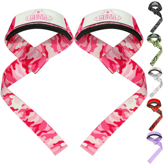 Bear Grips Lifting Straps Gym, Wrist Straps for Weightlifting, Gym Straps, Weightlifting Straps, Deadlift Straps, Weight Lifting Straps for Men, Weight Straps Lifting Women, 2 Lifting Strap Pink Swirl