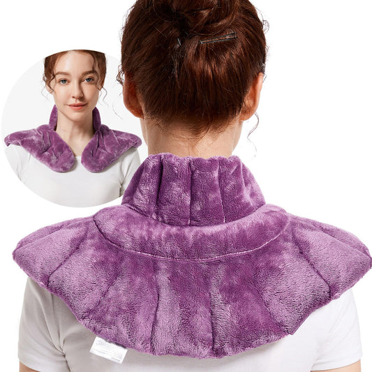 RelaxCoo Microwavable Heating Pad for Neck, Shoulders, and Back - Weighted Neck Warmer with Moist Heat, Purple, Lavender Scented