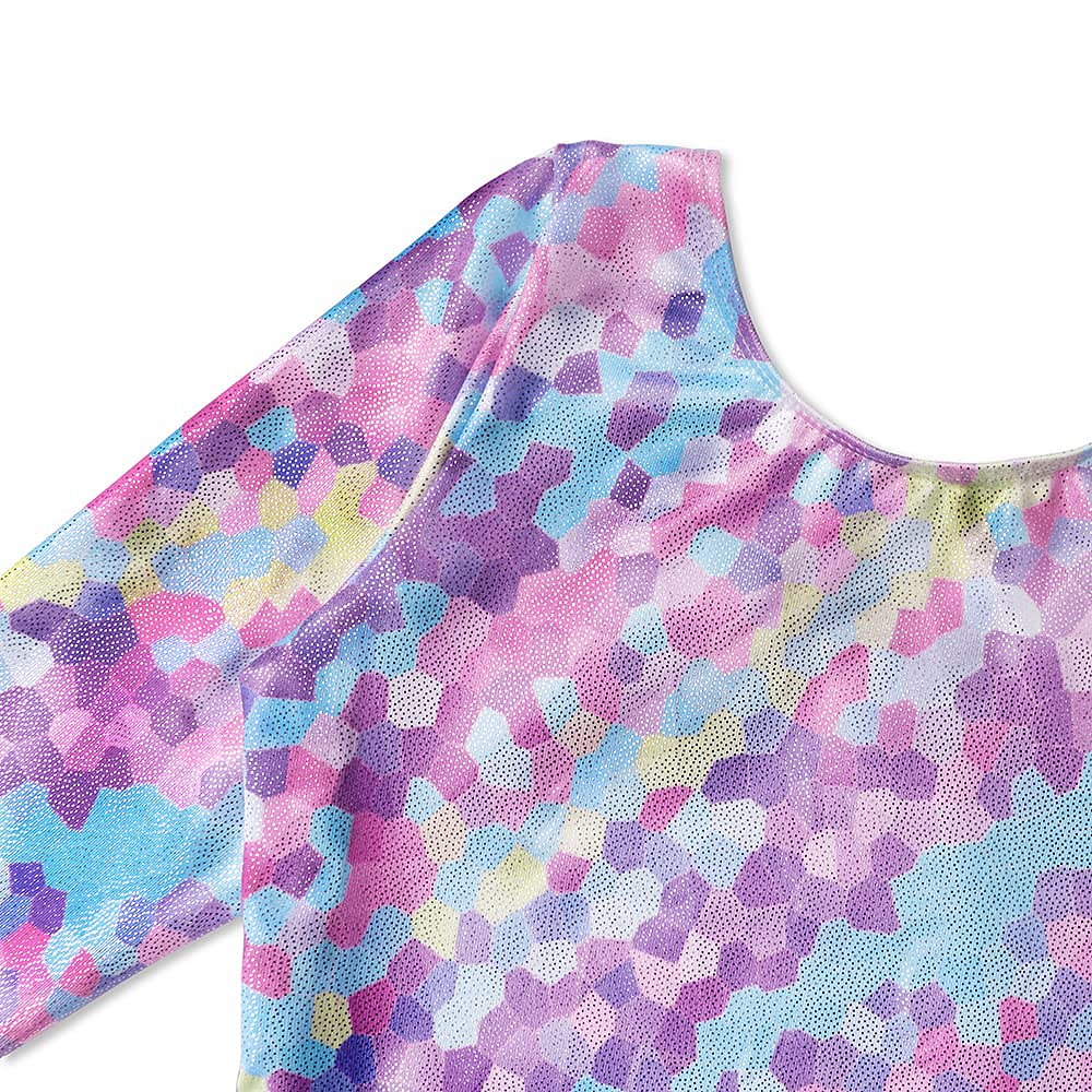 EQSJIU mosaic leotards gymnastics for girls long sleeve 4t 5t toddler outfits purple pinkish pink blue gold for fall winter spring sparkle