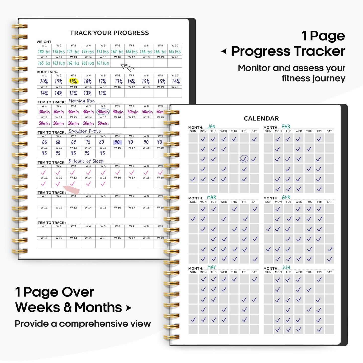Fitness Workout Journal for Women & Men, A5(5.5" x 8.2") Workout Log Book Planner for Tracking, Progress, and Achieving Your Wellness Goals-Black