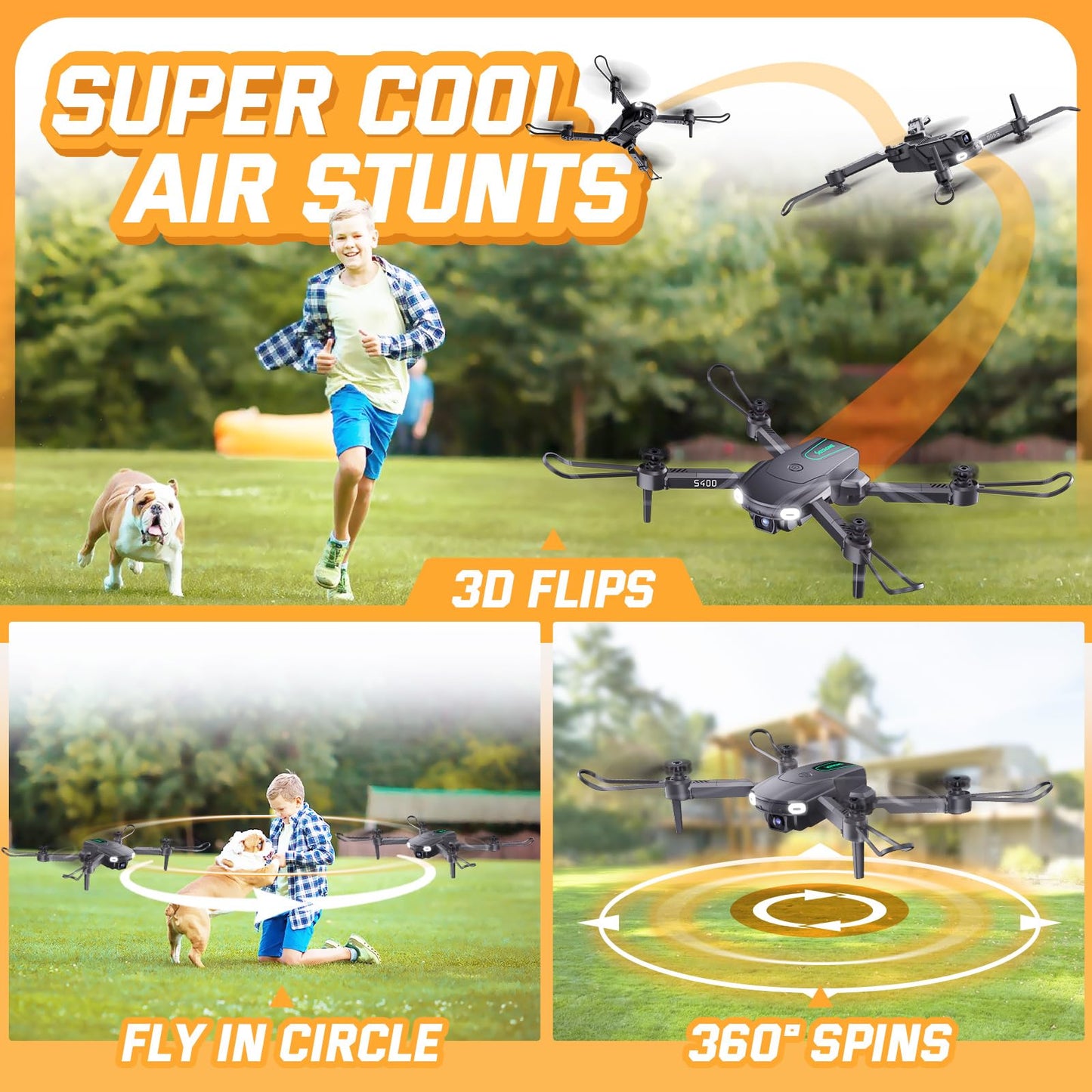 Mini Drones for Kids with Camera - 1080P HD Foldable Remote Control Helicopter Toys Gifts for Boys Girls Beginners, FPV RC Quadcopter with Altitude Hold, 3D Flips, Gesture Selfie, 3 Speed, 2 Batteries
