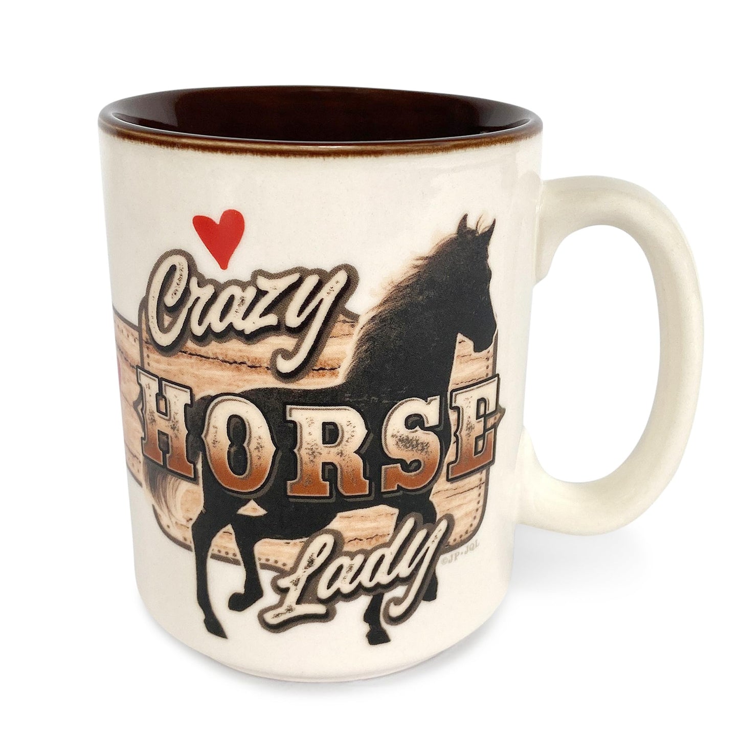 Rivers Edge Products Horse Ceramic Coffee Mug with Handle, 16 Oz, Espresso Cups and Coffee Cups Ceramic, Perfect for Coffee, Expresso, Latte, or Tea, Crazy Horse Lady