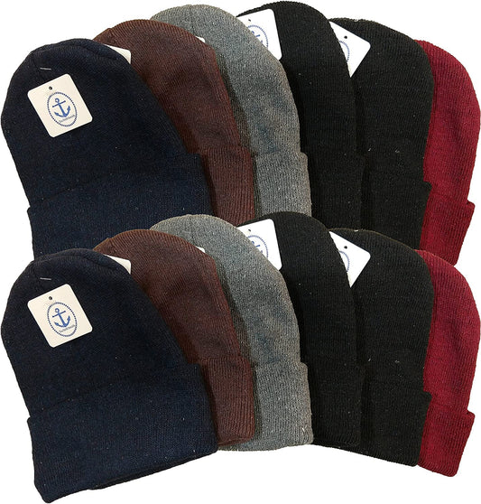 Yacht & Smith Winter Beanies For Men & Women, Warm Thermal Cold Resistant Bulk Packs(12 Pack Assorted)