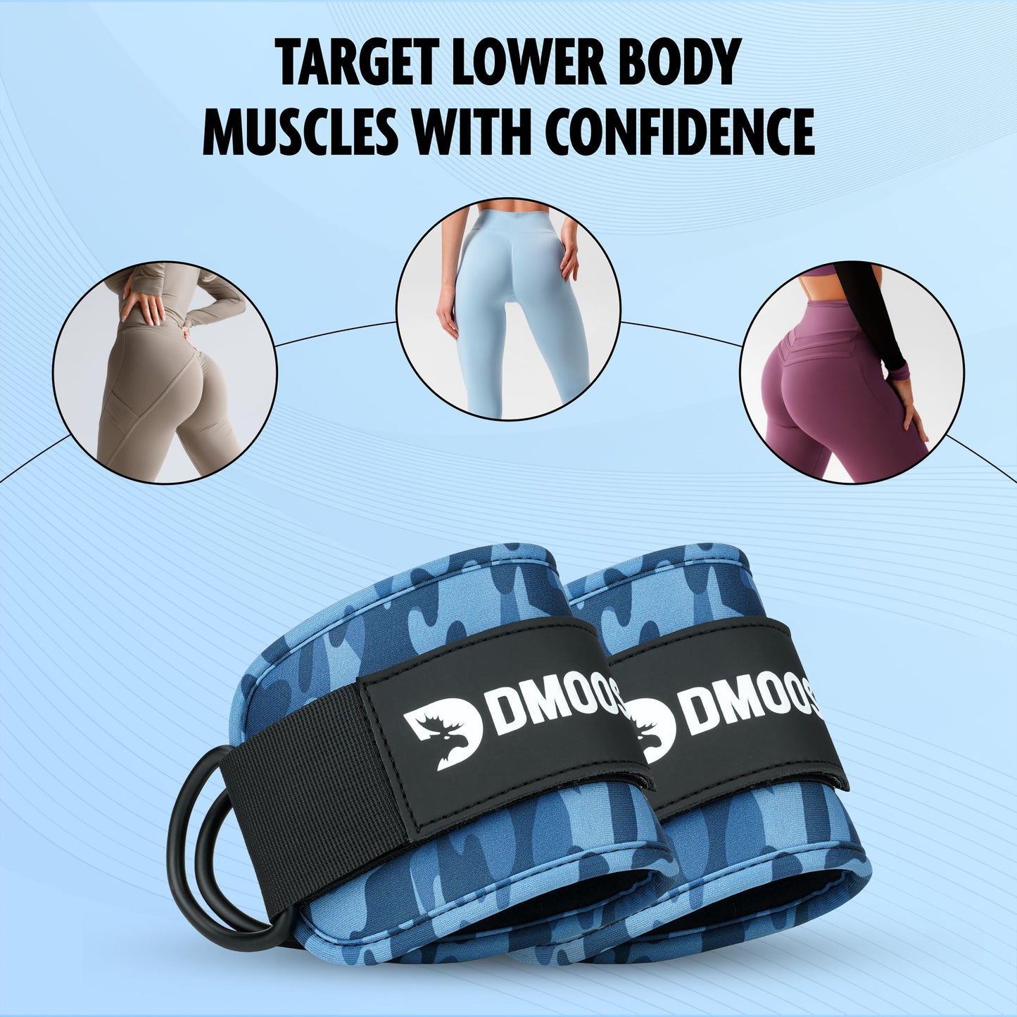 DMoose Ankle Strap for Cable Machine - One Size Fit with Premium Padding, Glute Kickback Ankle Strap, Ankle Cable Straps for Workout, Booty Workout, Leg Extension, Hip Abductors & Lower Body Exercises