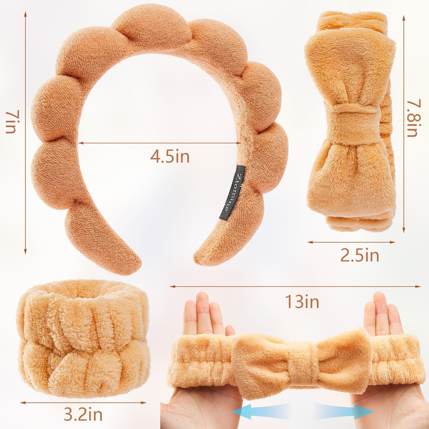 Ztomine Headbands for Women - Spa Headband and Wristband Set - Headband for Washing Face,Facial Mask,Makeup and Skin Care,Gifts for Women and Teen Girl Gifts Trendy Stuff