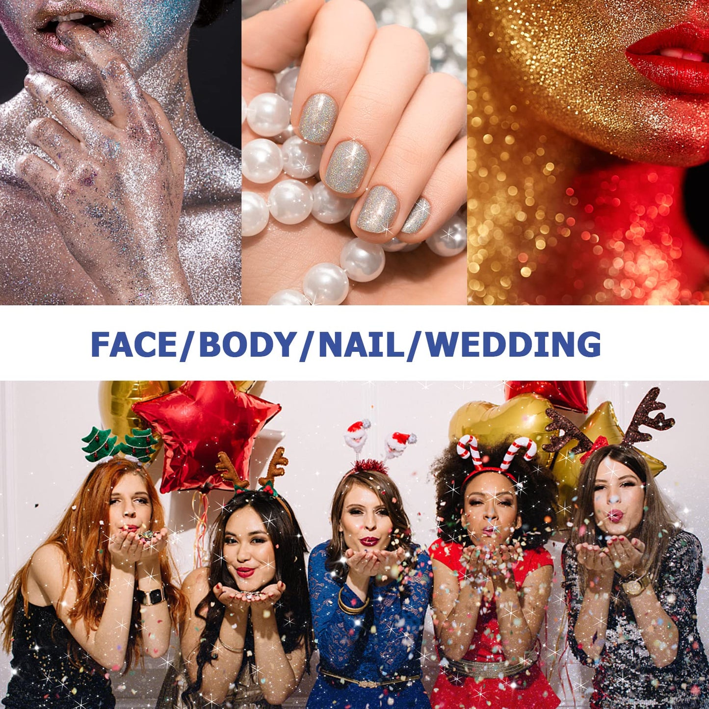 Vintage Body Glitter Spray, Gold Glitter Spray for Hair and Body Glitter Makeup, Extra Fine Hair Glitter for Rave Nail Christmas Craft Clothes, Include 1 Jar of Refills