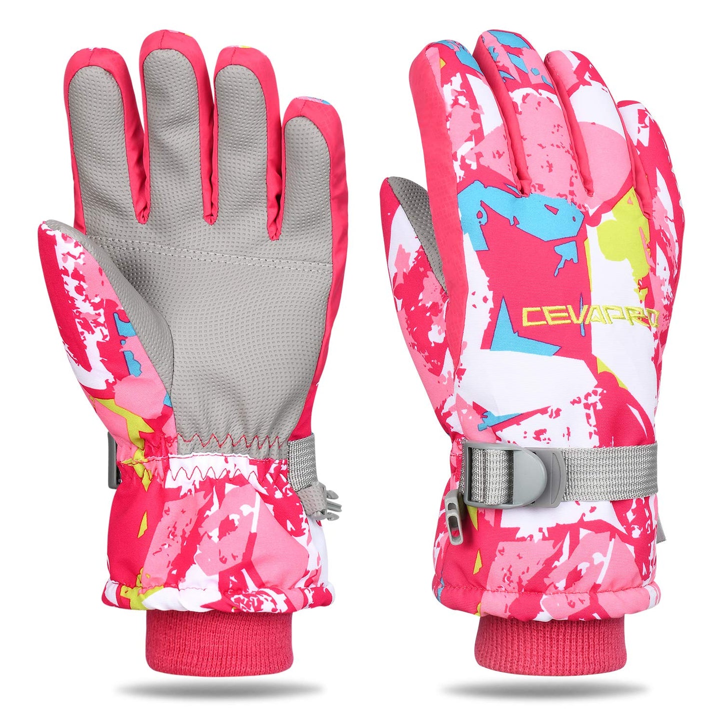 Cevapro -30℉ Ski Gloves Kids 3M Thinsulate Touchscreen Waterproof Cold Weather Winter Gloves, Warm Snow Gloves for Boys Girls